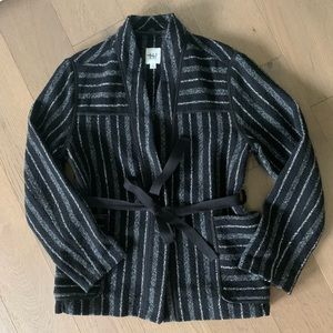 Gap striped belted jacket with pockets. Wool/acrylic blend. Size S.